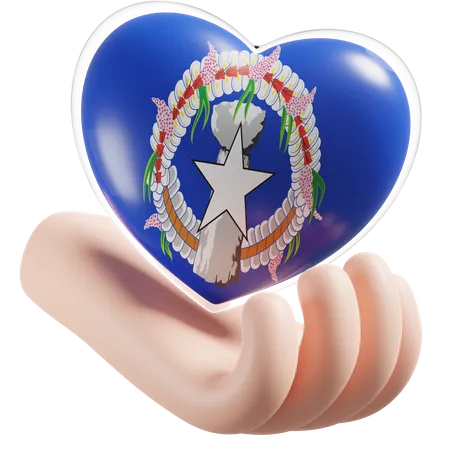 Herz, Hand, Pflege, Flagge, Von, Nördliche Marianen  3D Icon