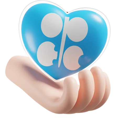Herz-Hand-Pflege-Flagge der OPEC  3D Icon