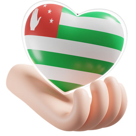 Herz Hand Pflege Flagge der Republik Abchasien  3D Icon