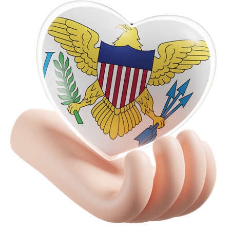 Herz, Hand, Pflege, Flagge, Von, Vereinigte Staaten, Jungferninseln  3D Icon