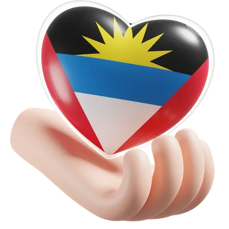 Herz Handpflege Flagge von Antigua und Barbuda  3D Icon