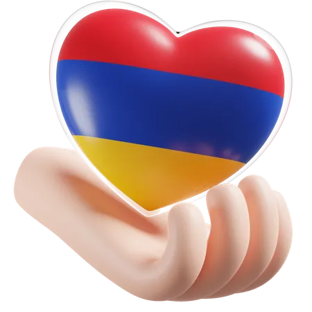 Herz, Hand, Pflege, Flagge, Armenien  3D Icon