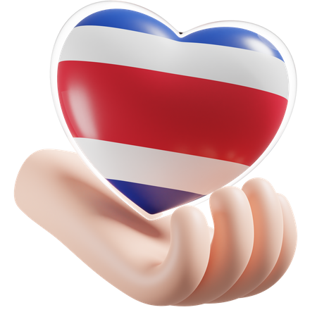 Herz, Hand, Pflege, Flagge, Von, Costa Rica  3D Icon