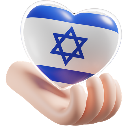 Herz, Hand, Pflege, Flagge, Israel  3D Icon