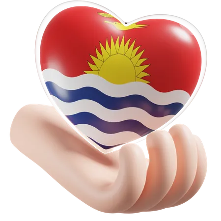 Herz Hand Pflege Flagge von Kiribati  3D Icon