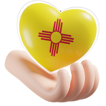 Herz, Hand, Pflege, Flagge, Von, New Mexico  3D Icon