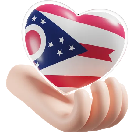 Herz, Handpflege, Flagge, Ohio  3D Icon