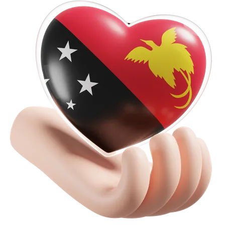 Herz, Handpflege, Flagge, Papua Neuguinea  3D Icon