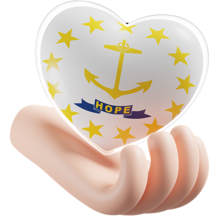Herz, Handpflege, Flagge, Von, Rhode Island  3D Icon