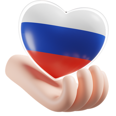 Herz, Hand, Pflege, Flagge, Russland  3D Icon