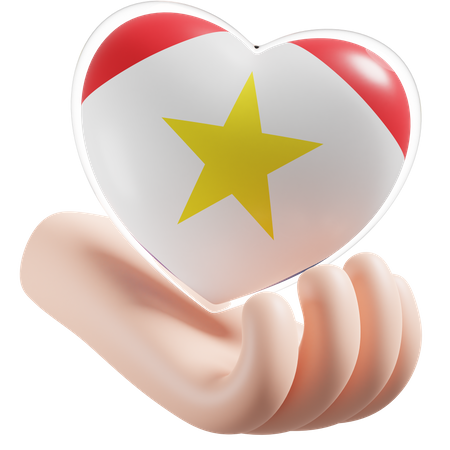 Herz Hand Pflege Flagge von Saba  3D Icon