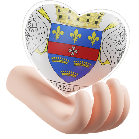 Herz Handpflege Flagge von Saint Barthelemy  3D Icon