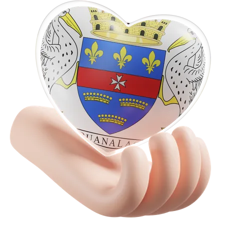 Herz Handpflege Flagge von Saint Barthelemy  3D Icon