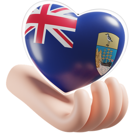 Herz Hand Pflege Flagge von St. Helena  3D Icon