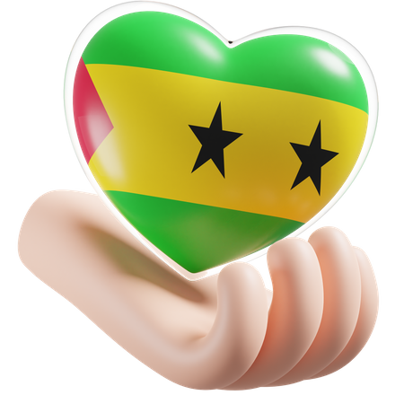 Herz Handpflege Flagge von Sao Tome und Principe  3D Icon