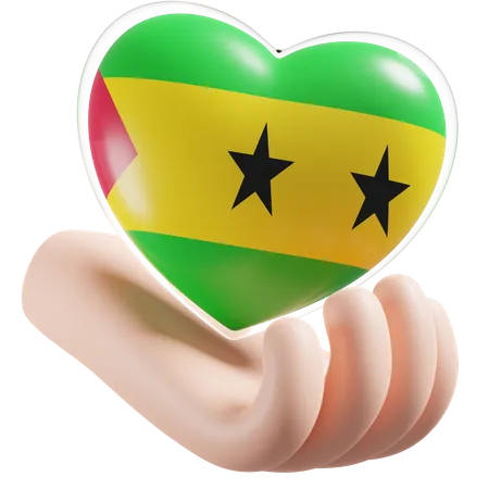 Herz Handpflege Flagge von Sao Tome und Principe  3D Icon