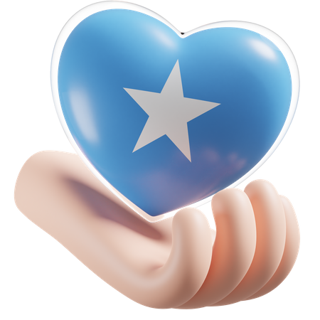 Herz, Hand, Pflege, Flagge, Von, Somalia  3D Icon