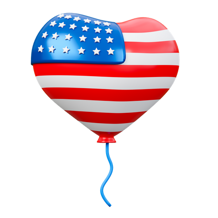 Herz USA Luftballons  3D Icon