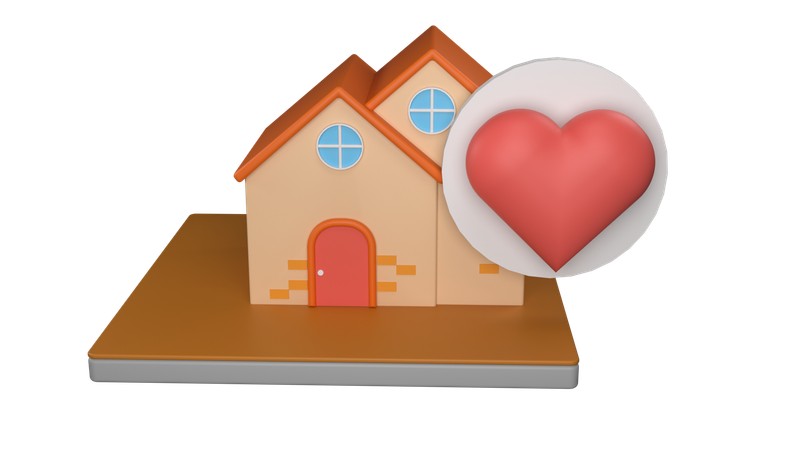 Herz Zuhause  3D Icon