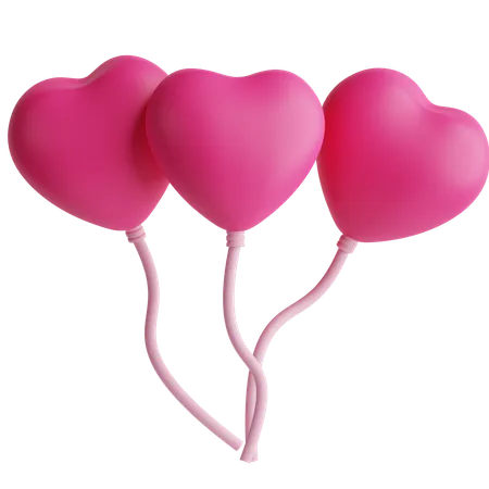 Herzförmige Luftballons  3D Icon