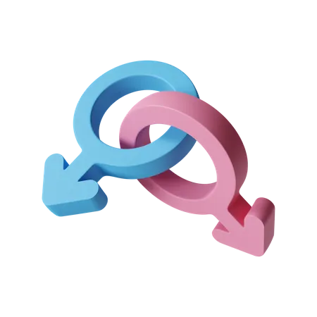 3 D Render Illustration Of Interlocking Pink And Blue Male Gender Symbols Representing Gay Pride And Inclusivity Ideal For Pride Month Celebrations And Diversity Visuals 3D Icon