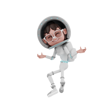 Heureuse astronaute féminine  3D Illustration