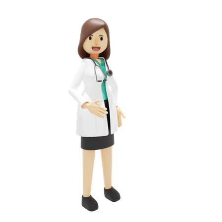 Heureuse femme médecin debout  3D Illustration