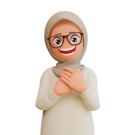 Femme musulmane heureuse  3D Illustration