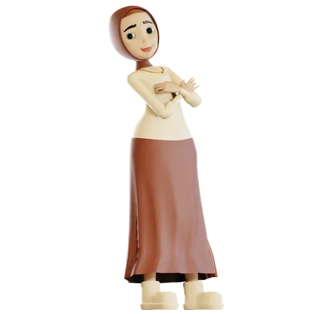 Femme musulmane heureuse  3D Illustration