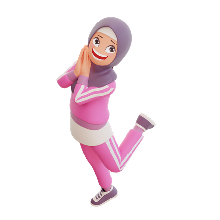 Heureuse fille musulmane  3D Icon