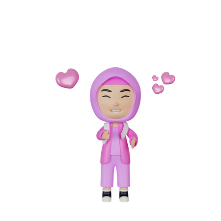 Heureuse fille musulmane  3D Illustration