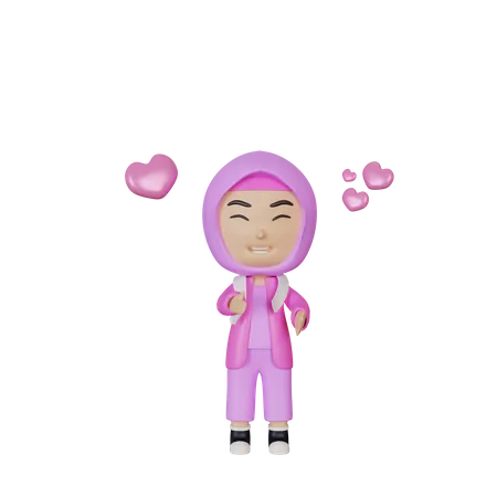 Heureuse fille musulmane  3D Illustration
