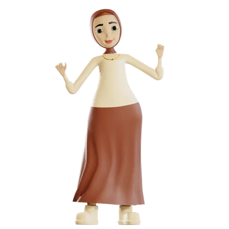 Heureuse femme musulmane  3D Illustration