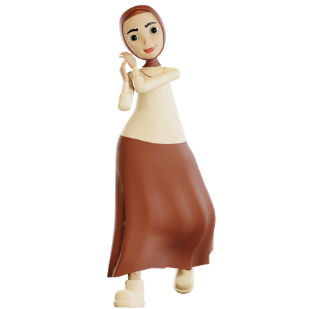 Heureuse femme musulmane  3D Illustration