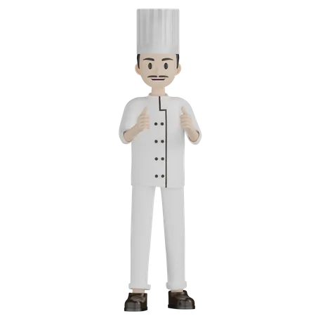 Heureux chef masculin donnant le pouce en l'air  3D Illustration