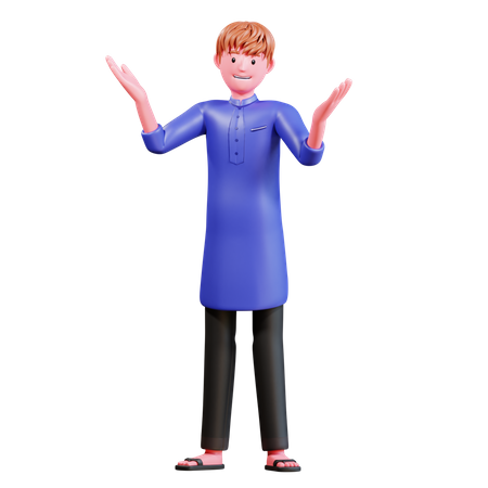 Homme musulman heureux  3D Illustration