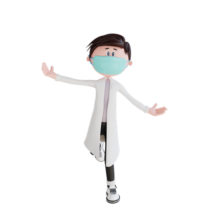 Heureux jeune médecin  3D Illustration