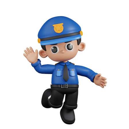 Policier heureux  3D Illustration