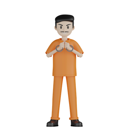 Prisonnier heureux  3D Illustration
