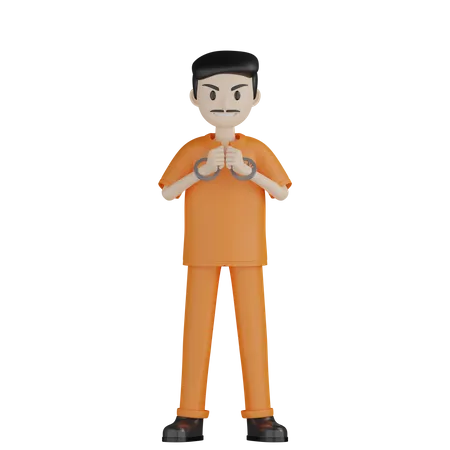 Prisonnier heureux  3D Illustration