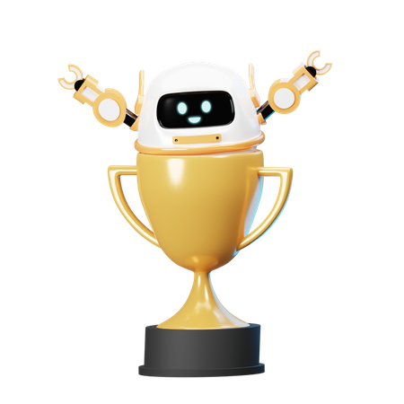 Heureux champion des robots  3D Illustration