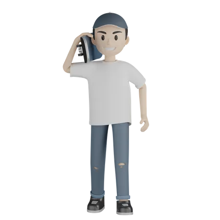 Personnage De Garcon Patineur 3D Illustration