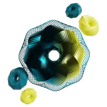 육각형 블루 추상적인 기하학적  3D Icon