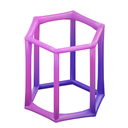 Hexagonal Prism Wireframe  3D Icon