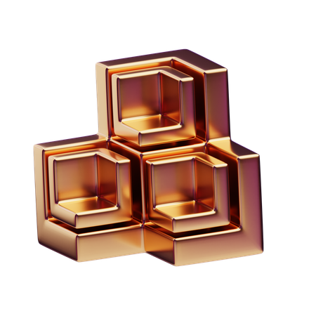 Hexagones chromatiques abstraits encadrés d'or  3D Icon