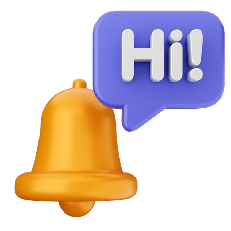 Hi Notification Bell  3D Icon