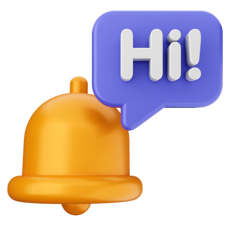 Hi Notification Bell  3D Icon