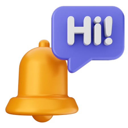 Hi Notification Bell  3D Icon