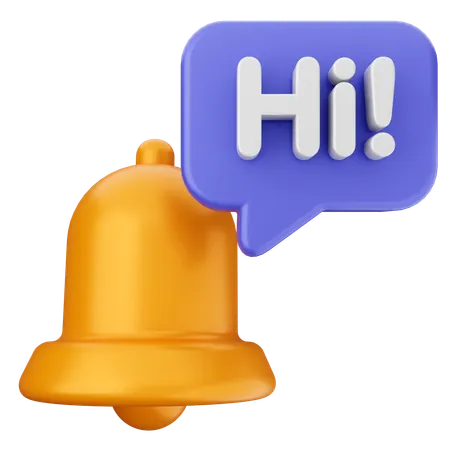 Hi Notification Bell  3D Icon