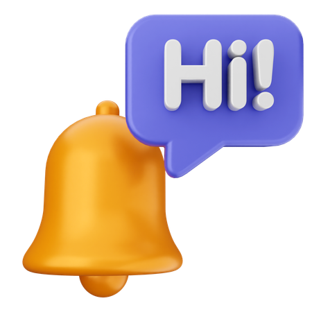 Hi Notification Bell  3D Icon